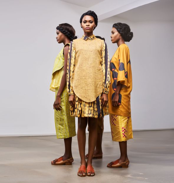Rukky Ladoja and Obida Obioha started Grey to bring affordable ready-to-wear clothes to the Nigerian market, and regularly exhibit at fashion shows in London and Lagos. Adichie bought several pieces from Grey's Spring/Summer 2017 collection, a series of pieces inspired by traditional Yoruba queens and their support systems.