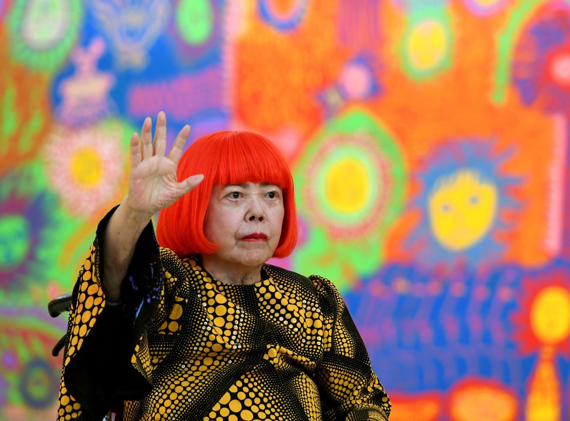 Yayoi Kusama attends her 'My Eternal Soul' exhibit in Tokyo