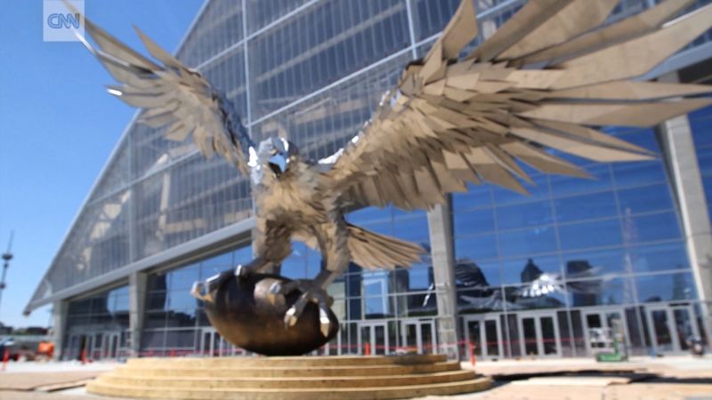 Atlanta stadium's 73,000-pound falcon statue