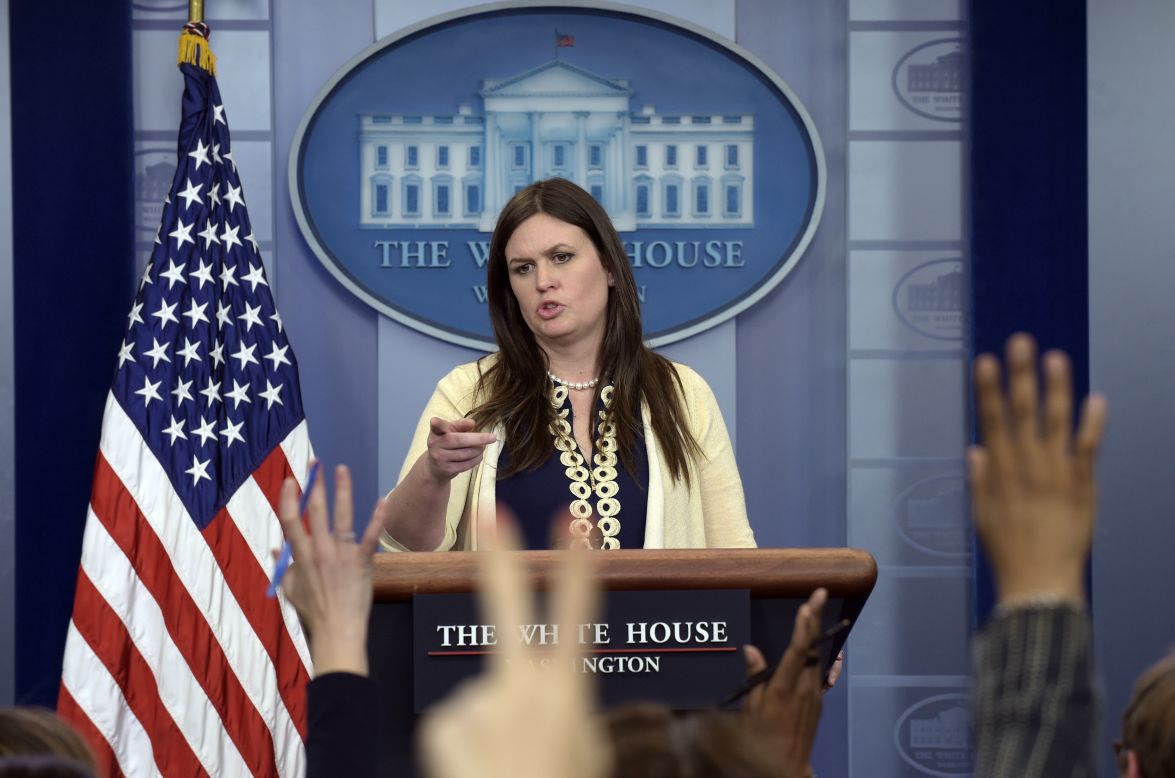 Sarah Huckabee Sanders, deputy White House press secretary, takes questions from the media on Wednesday, May 10. Sanders said President Trump was considering firing FBI Director James Comey as early as Election Day. She repeated that Trump, as well as Attorney General Jeff Sessions and Deputy Attorney General Rod Rosenstein, <a href="http://www.cnn.com/2017/05/10/politics/sarah-huckabee-sanders-james-comey-atrocities/" target="_blank">had "lost confidence"</a> in Comey.
