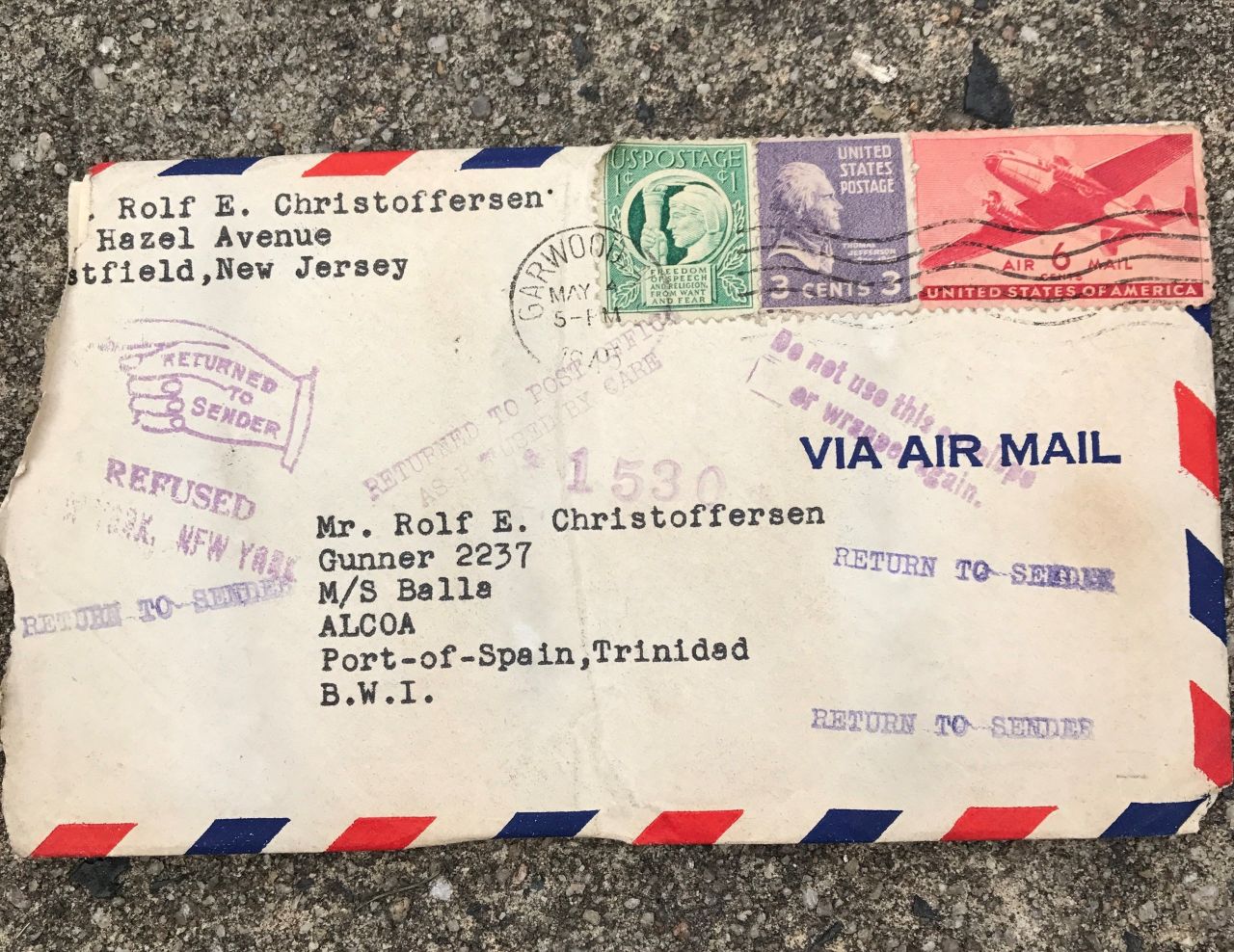 Allen Cook and his daughter, Melissa, found this envelope in the ceiling while renovating her house. It contained a letter typewritten in 1945.
