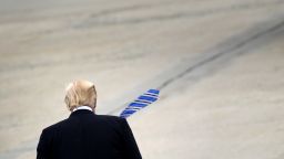 US President Donald Trump walks to Marine One at Andrews Air Force Base May 13, 2017 in Maryland. 