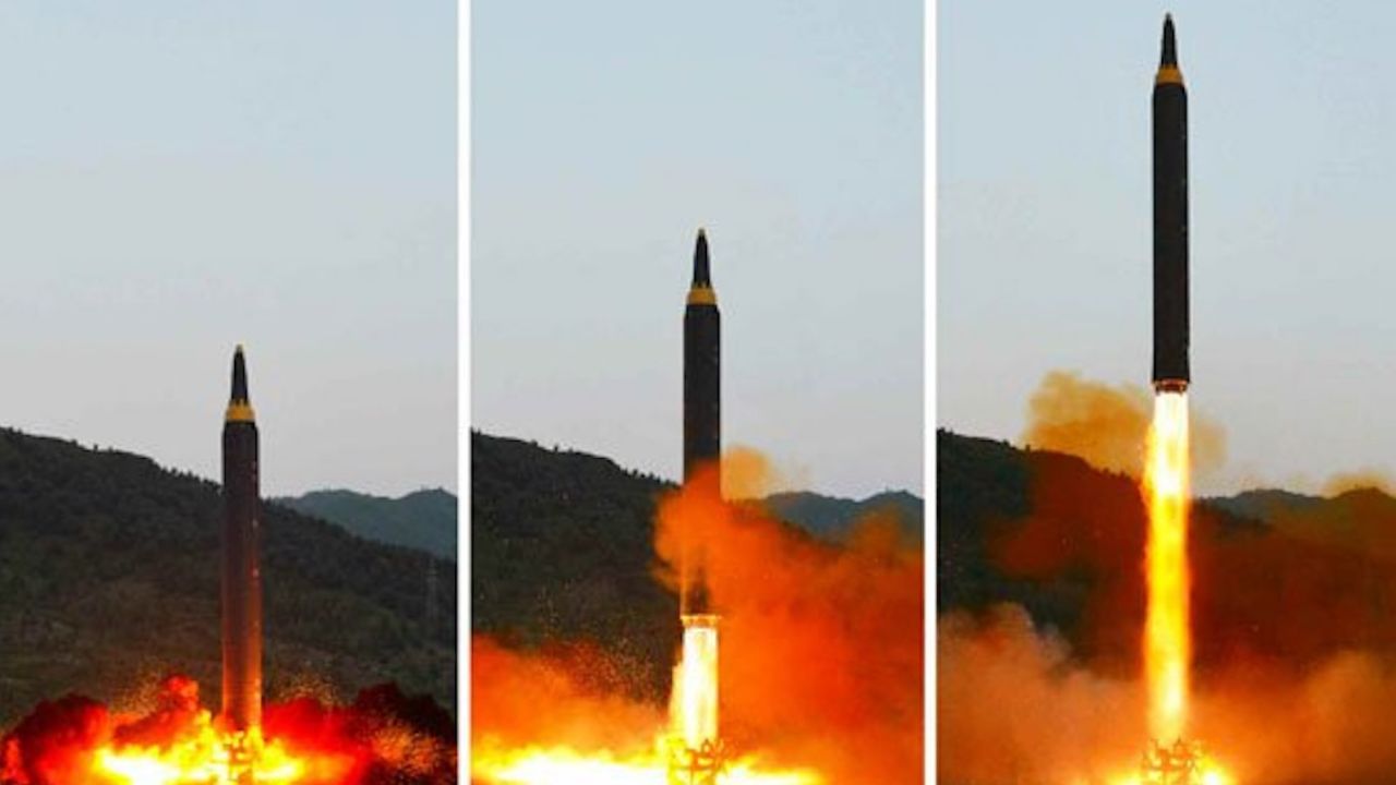 NK missile launch images from Rodong Sinmun