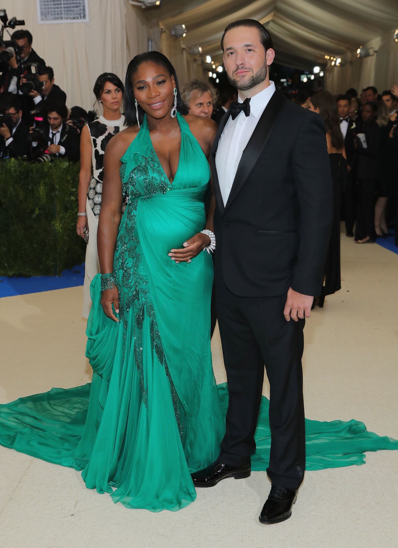 But her achievements in Melbourne Park were made all the more remarkable when the tennis great announced in April that she and fiancee Alexis Ohanian (right) were expecting their first child "this fall."