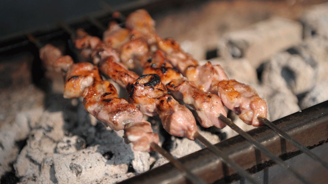 Lamb kebabs are a popular late night snack. 