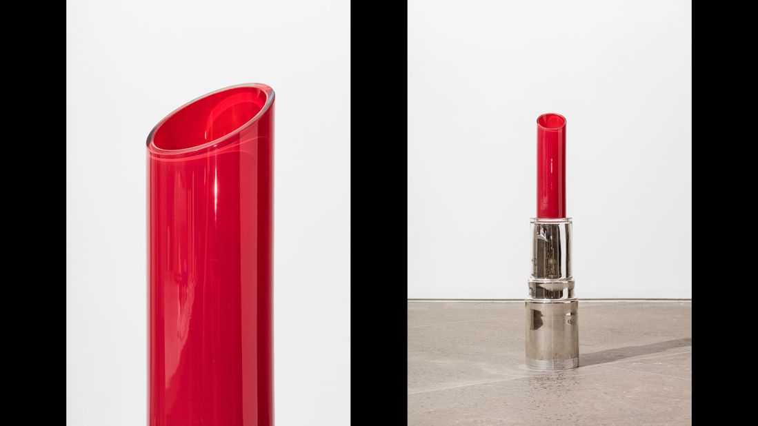 Designer Åsa Jungnelius created a series of colorful lipsticks using glass, leather and mirrors. 