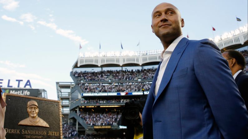 Baseball legend Derek Jeter has his jersey number retired by the New York Yankees on Sunday, May 14. <a href="index.php?page=&url=http%3A%2F%2Fwww.cnn.com%2F2014%2F09%2F22%2Fworldsport%2Fgallery%2Fderek-jeter%2Findex.html" target="_blank">See photos from Jeter's career in pinstripes</a>