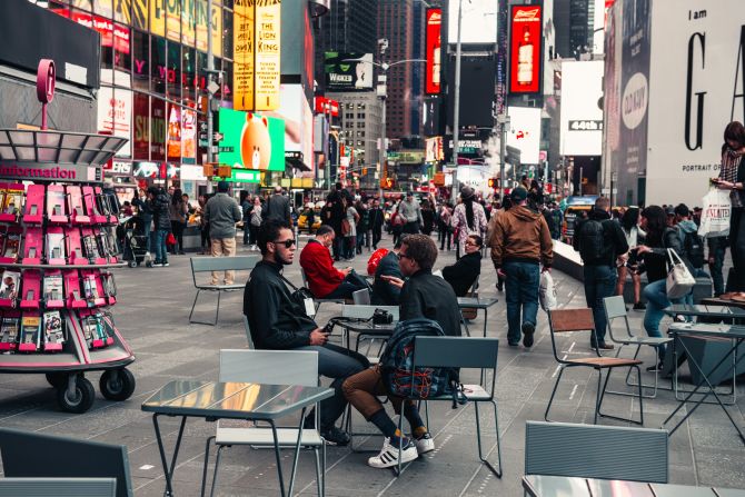 The line was also adapted to meet Times Square's need for furniture that can be easily moved as required. 