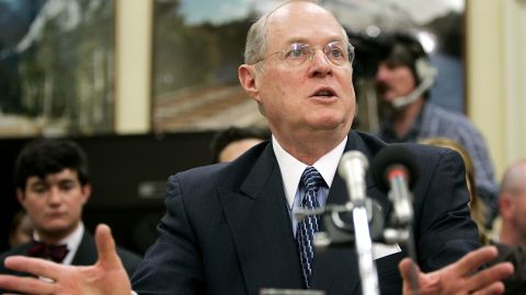 Kennedy discusses the court's budget requests with a House committee in April 2005.
