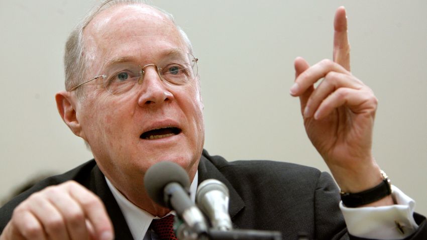 U.S. Supreme Court Justice Anthony Kennedy testifies before the House Financial Services and General Government Subcommittee on Capitol Hill March 8, 2007 in Washington, DC. Kennedy and Justice Clarence Thomas spoke about concerns with the ongoing remodeling of the court building, the reduction of paperwork due to electronic media and the disparity of pay between federal judges and lawyers working in the private sector. 