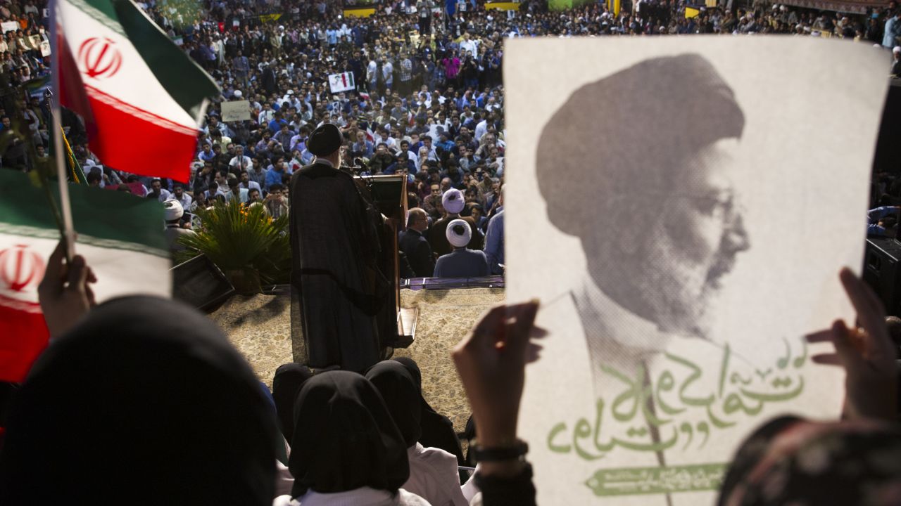 Female supporters of Ebrahim Raisi attend a rally in Tehran last month.