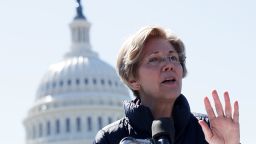WASHINGTON, DC - MARCH 22:  U.S. Sen. Elizabeth Warren (D-MA) speaks during a rally in front of the Capitol March 22, 2017 in Washington, DC. Sanders urged the U.S. Sen. Bernie Sanders (I-VT) to reject President Donald Trump's nomination of Jay Clayton to head the Securities and Exchange Commission.  (Photo by Alex Wong/Getty Images)