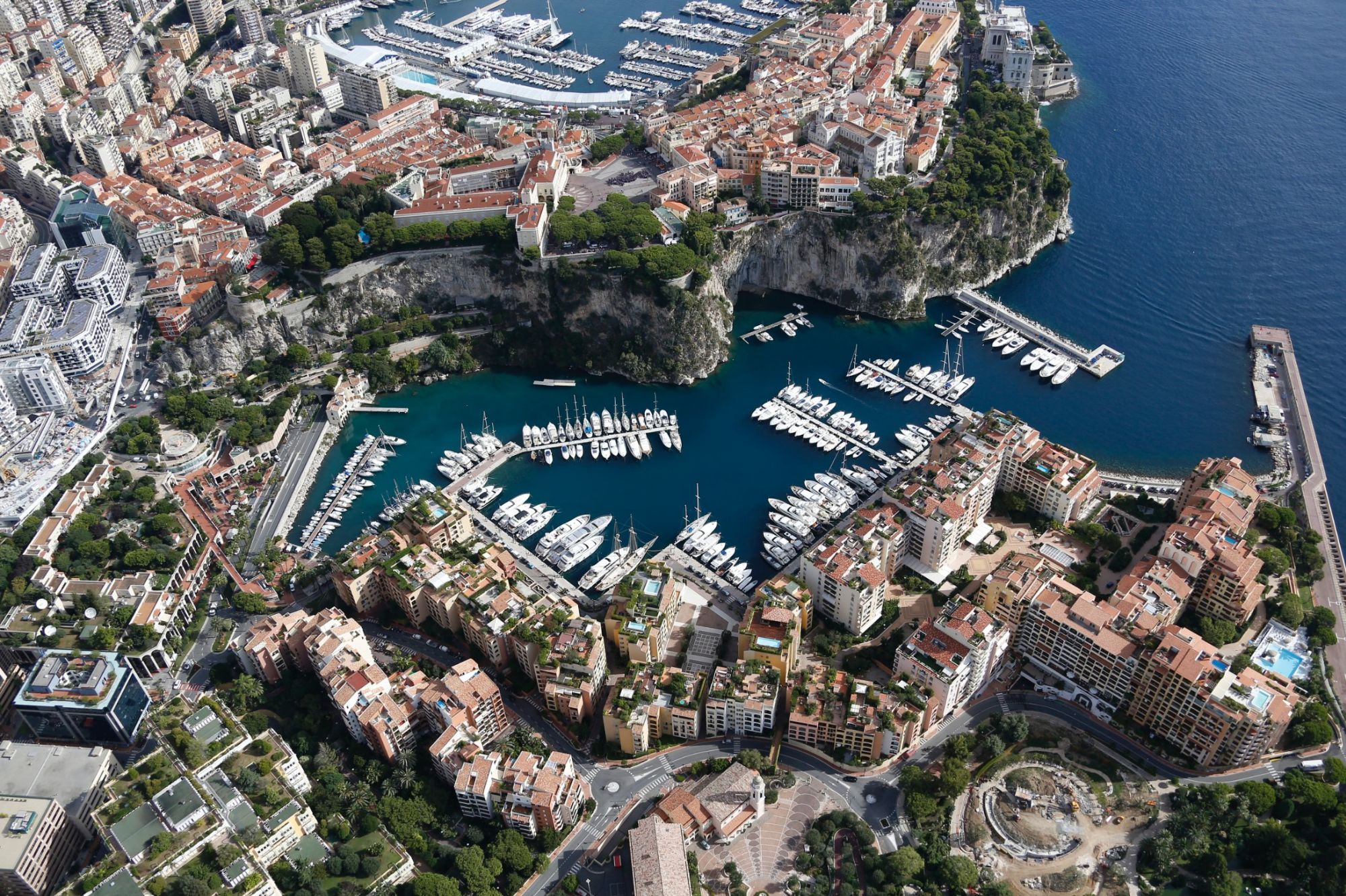 An aerial view of Monaco harbour