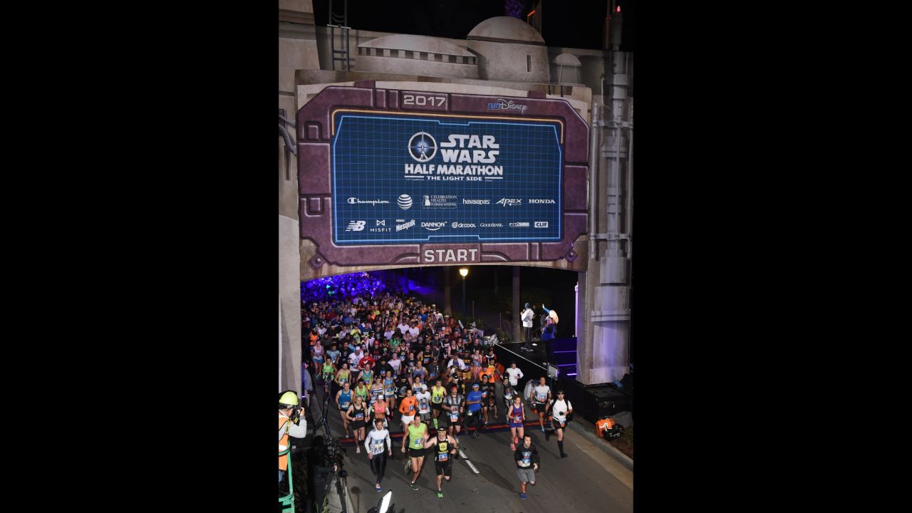 In January, 16,000 fan-runners entered the "Star Wars" half-marathon at Disneyland in California. It started at 5:30 a.m., through a gate featuring Tatooinian architecture.