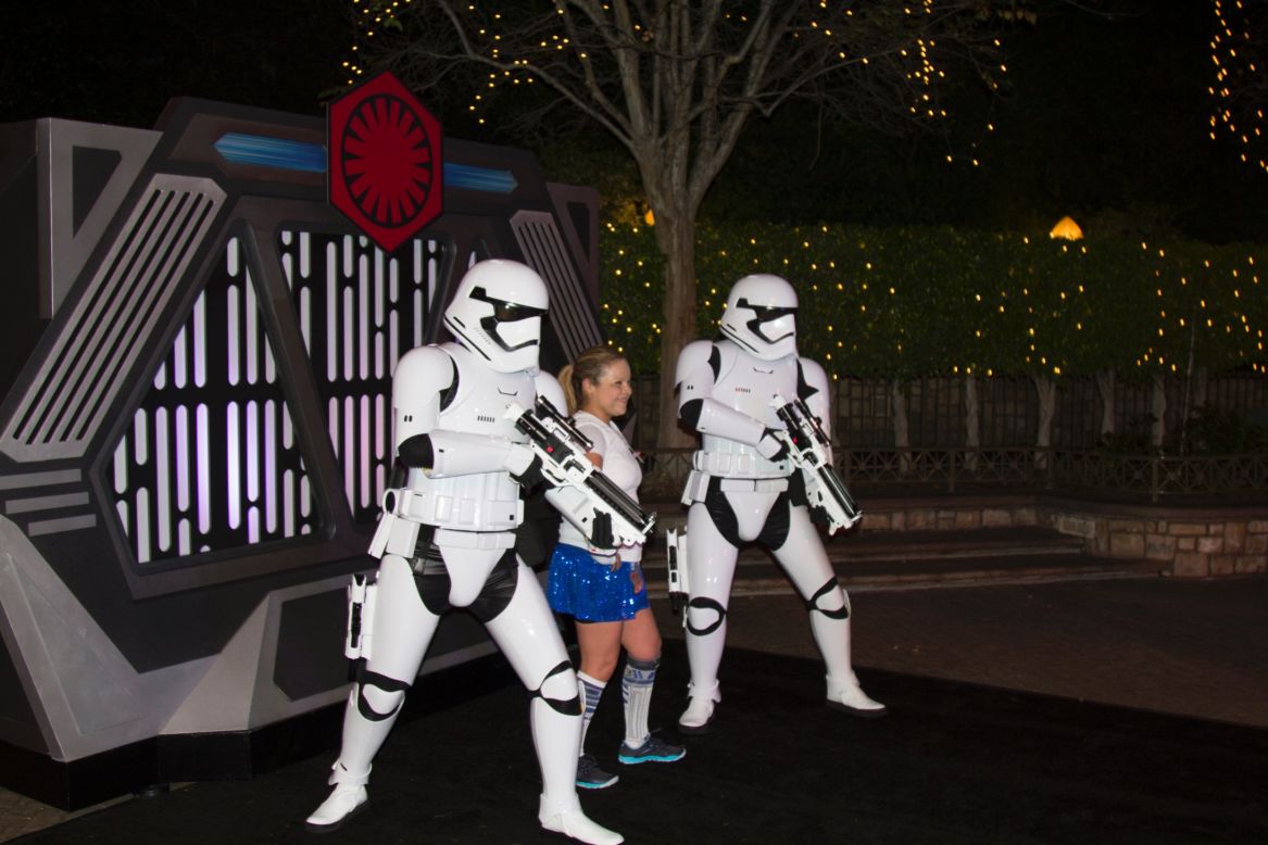 Most of the 16,000 runners don't seem so concerned with finish times that they won't sacrifice minutes to get their picture taken with C-3PO or pose riding a landspeeder.