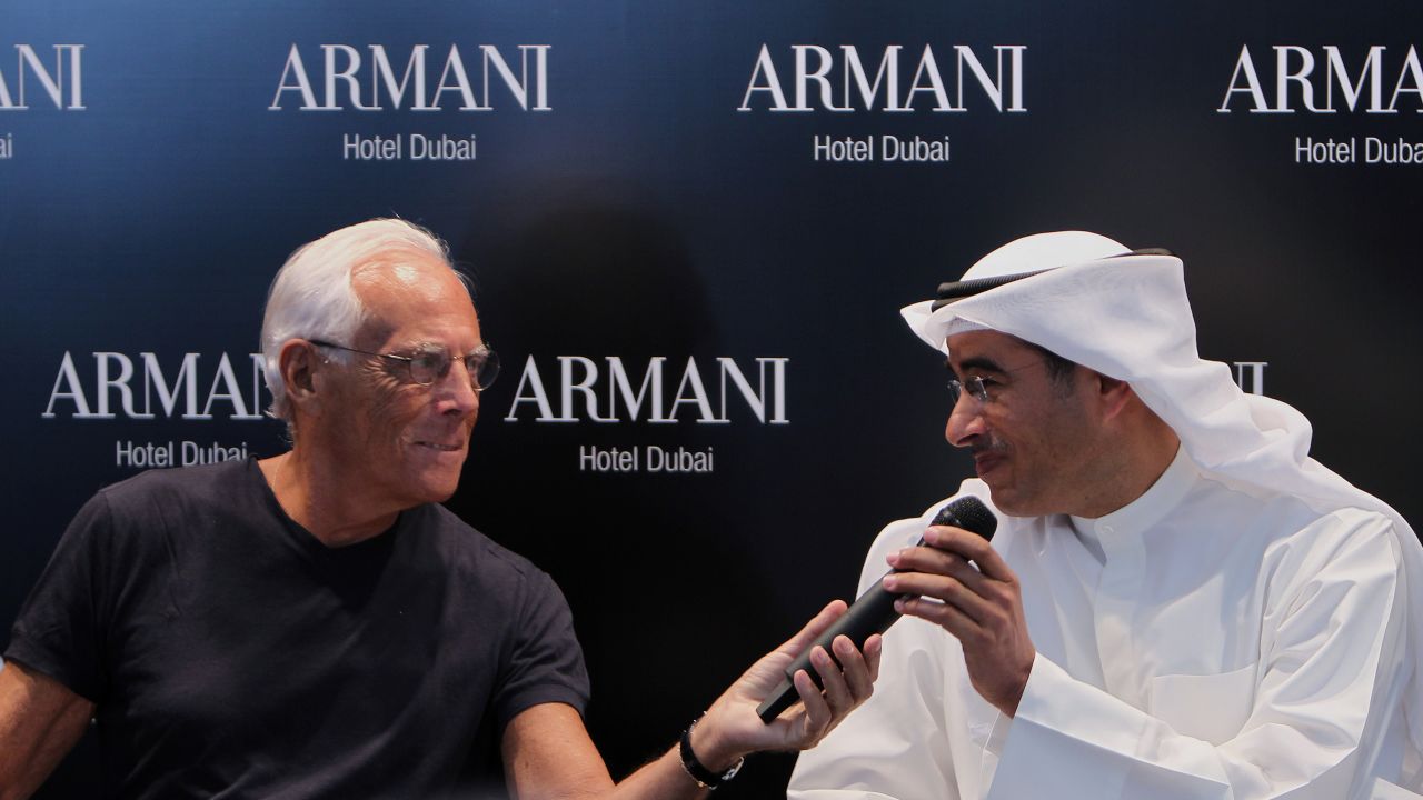 Armani Hotel is a collaboration between fashion designer Giorgio Armani, left, and Emaar Properties chairman Mohammed al-Abbar, right.