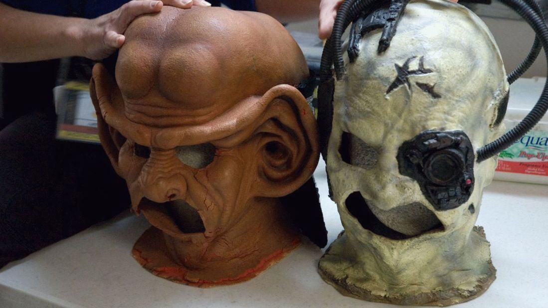The "Star Trek" series depicted aliens of all shapes and sizes. Pictured are make-up masks from "Star Trek: The Next Generation" designed by Michael Westmore. 