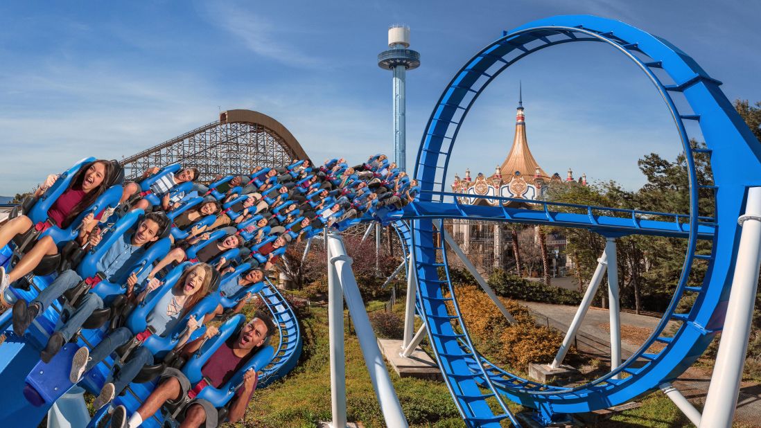 <strong>Patriot, California's Great America</strong>: Once a stand-up coaster called the Vortex, this coaster (shown in this edited photo) has been re-themed with new trains and is now called the Patriot. It opened April 1.