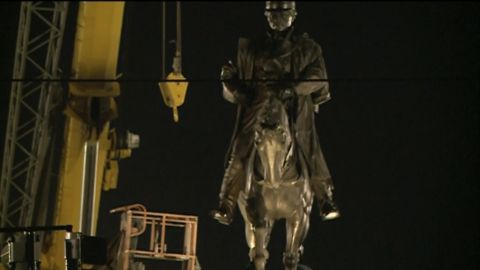 Work to dismantle a statue of Confederate General P.G.T. Beauregard was completed in May. 