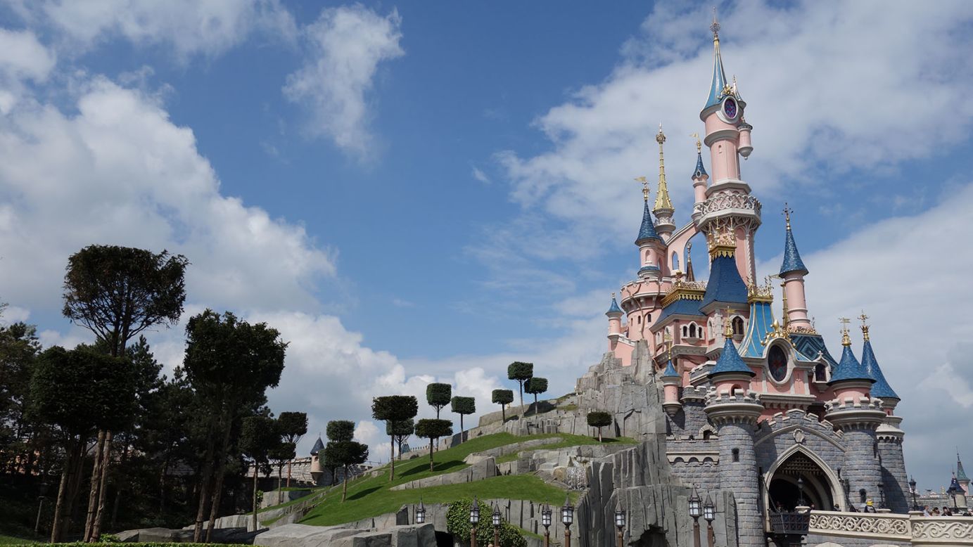 <strong>Le Château de la Belle au Bois Dormant:</strong> Sleeping Beauty Castle is the centerpiece of Disneyland Paris and features a walkthrough attraction telling the story of Sleeping Beauty through stained glass and tapestries.