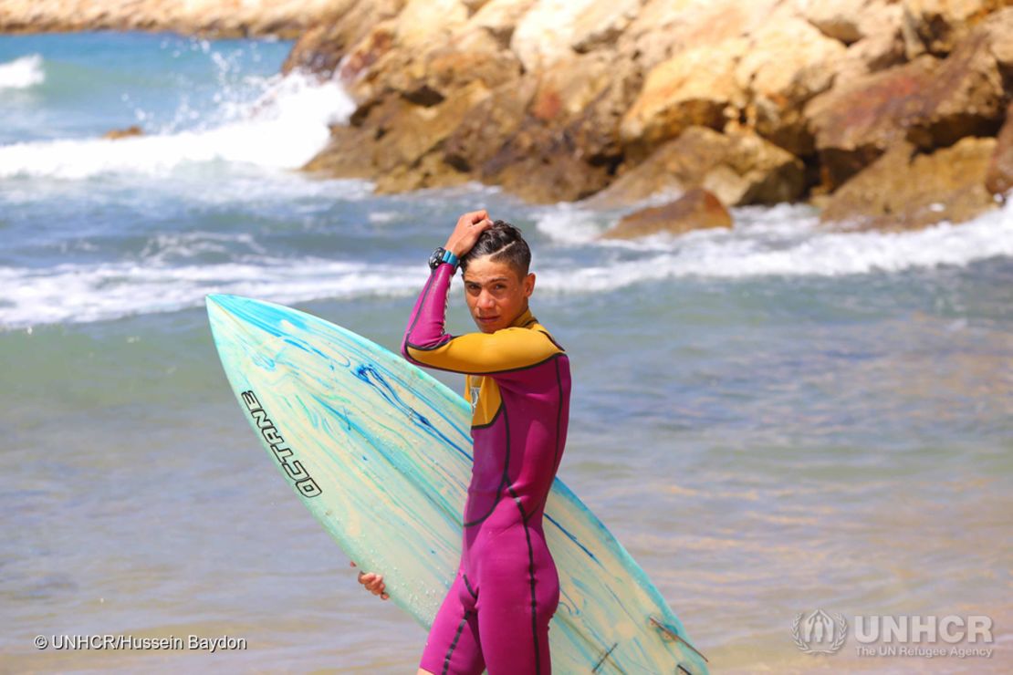 17-year-old Ali Kassem was so determined to learn how to surf that he shaped a piece of styrofoam board into the shape of a surfboard.
