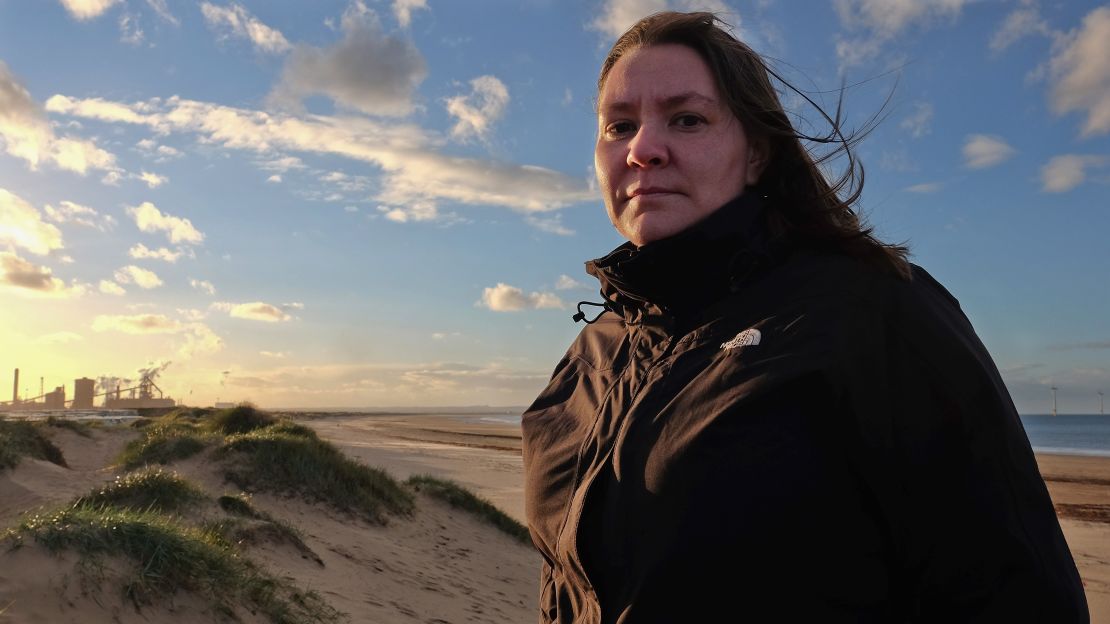A file photo of Labour MP for Redcar Anna Turley in front of the SSI steel blast furnace site on September 24, 2015 in Redcar, England.