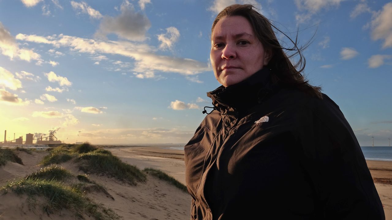 A file photo of Labour MP for Redcar Anna Turley in front of the SSI steel blast furnace site on September 24, 2015 in Redcar, England. 