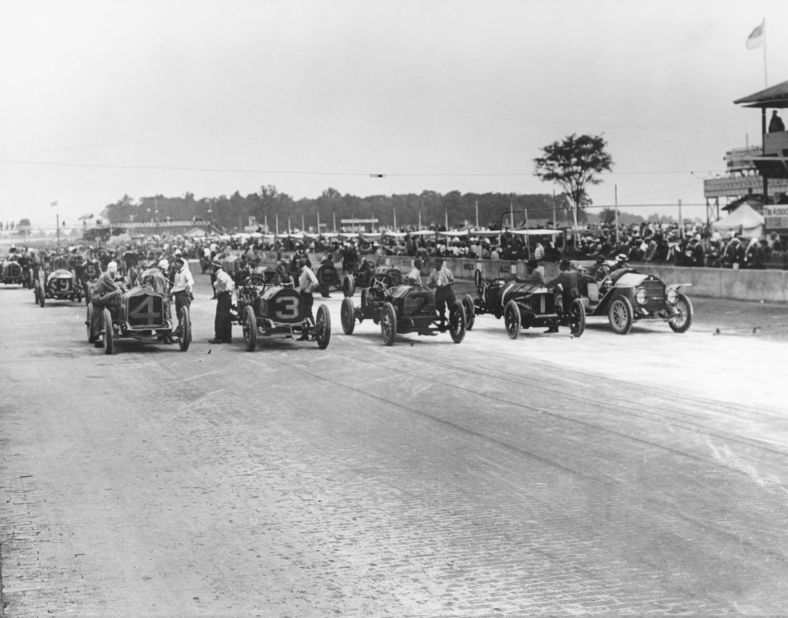 Cars take to the start line for the first ever Indy 500 in 1911. May 28 marks the 101st edition of the event.