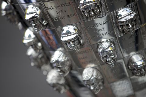 The Borg-Warner trophy is one of the most magnificent and unusual in sports, with a three-dimensional portrait of each winner's face carved on the surface.  <br />” class=”gallery-image__dam-img”/></source></source></source></picture>
    </div>
<p>
            <strong>Photos & colon;</strong> Step inside the Indy 500
        </p>
<div class=