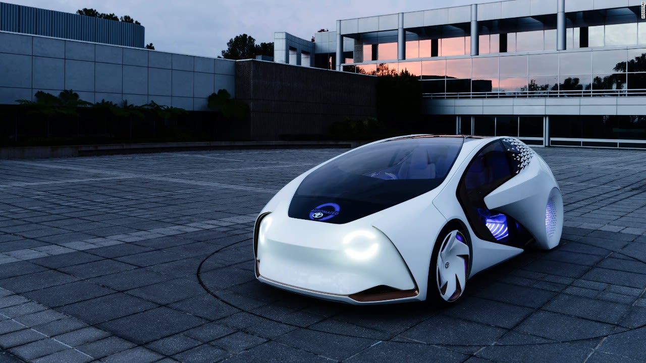 Unveiled at tech show CES 2017, Toyota's super intelligent car will be tested on the streets of Japan in the next few years. While the car has autonomous driving features, it still needs a human in the driving seat. Its built-in artificial intelligence is designed to grow with the driver.<br /> <br />The front of the vehicle displays whether the Concept-i is in automated or manual drive. The rear of the vehicle shows messages to let trailing cars know about upcoming turns ...<br />
