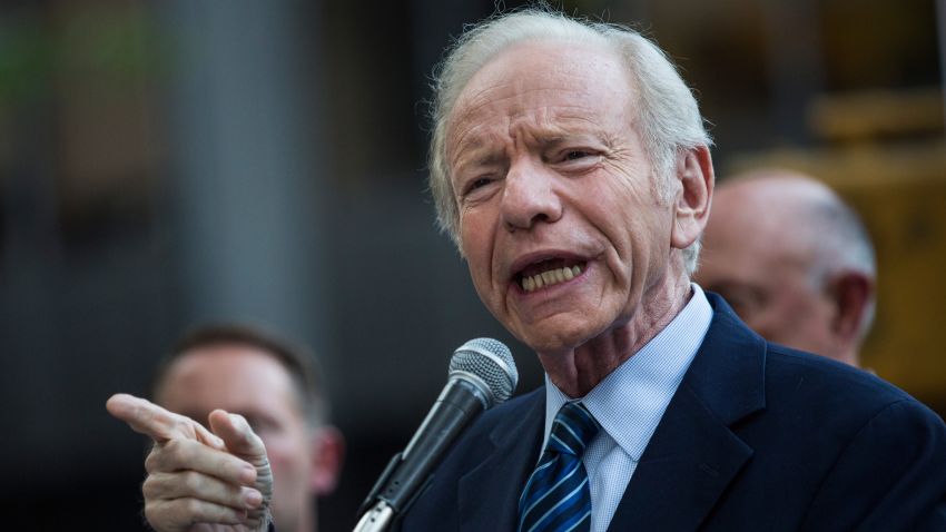 NEW YORK, NY - SEPTEMBER 01:  Former U.S. Sen. Joe Lieberman speaks at a "Stop Iran Rally," regarding the Iran nuclear deal on September 1, 2015 in New York City. Congress has until September 16 to either officially support or denounce the deal.  (Photo by Andrew Burton/Getty Images)