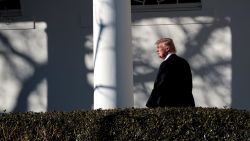 WASHINGTON, DC - JANUARY 26: Upon returning from Philadelphia, President Donald Trump walks along the West Wing Colonnade on his way to the Oval Office at the White House, January 26, 2017 in Washington, DC. President Trump traveled to Philadelphia for the Joint GOP Issues Conference. (Photo by Drew Angerer/Getty Images)