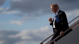 US President Donald Trump steps off Air Force One in Florida.