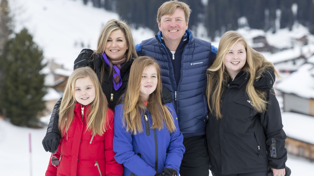King Willem-Alexander and Princess Catharina-Amalia pose for royal family photo in Austria, February 2017.