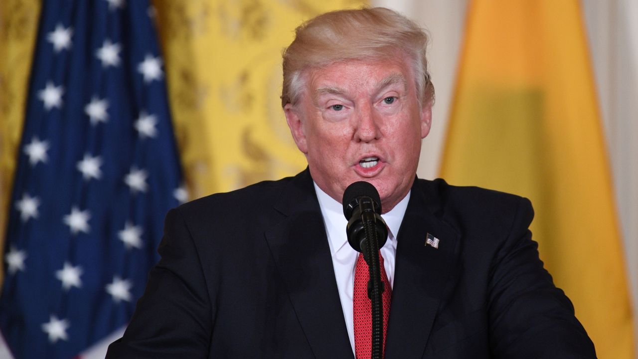 US President Donald Trump speaks during a joint press conference with Colombia's President Juan Manuel Santos at the White House on May 18, 2017 in Washington, DC. 