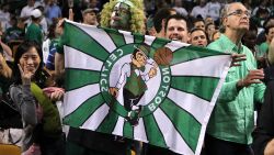 BOSTON, MA - JUNE 07:  A fan of the Boston Celtics shows support for his team against the Miami Heat in Game Six of the Eastern Conference Finals in the 2012 NBA Playoffs on June 7, 2012 at TD Garden in Boston, Massachusetts. NOTE TO USER: User expressly acknowledges and agrees that, by downloading and or using this photograph, User is consenting to the terms and conditions of the Getty Images License Agreement.  (Photo by Jim Rogash/Getty Images)