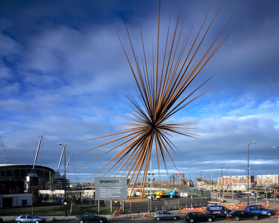 B of the Bang, a public sculpture in Manchester, was unveiled in 2005. 