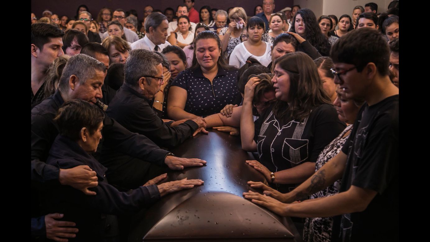 Friends and relatives say their last goodbyes to <a href="http://www.cnn.com/2017/05/15/americas/mexican-journalist-javier-valdez-killed-sinaloa/" target="_blank">slain journalist Javier Valdez</a> during his funeral Mass in Culiacan, Mexico, on Tuesday, May 16. Valdez, who reported extensively on drug trafficking, is the fifth journalist to be killed in Mexico this year.