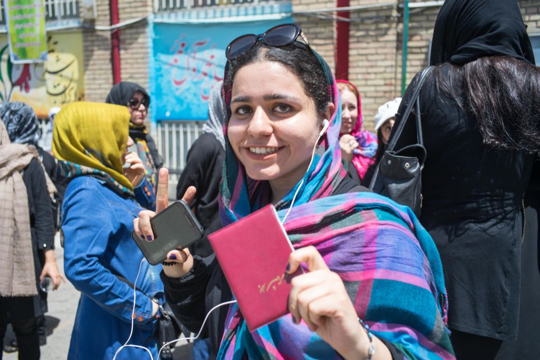 Medical student Yasaman Allahgholy, 22, waits to vote in North Tehran on Friday.