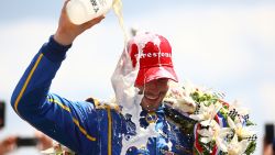 INDIANAPOLIS, IN - MAY 29:  Alexander Rossi, driver of the #98 NAPA Auto Parts Andretti Herta Autosport Honda celebrates after winning the 100th running of the Indianapolis 500 at Indianapolis Motorspeedway on May 29, 2016 in Indianapolis, Indiana.  (Photo by Chris Graythen/Getty Images)