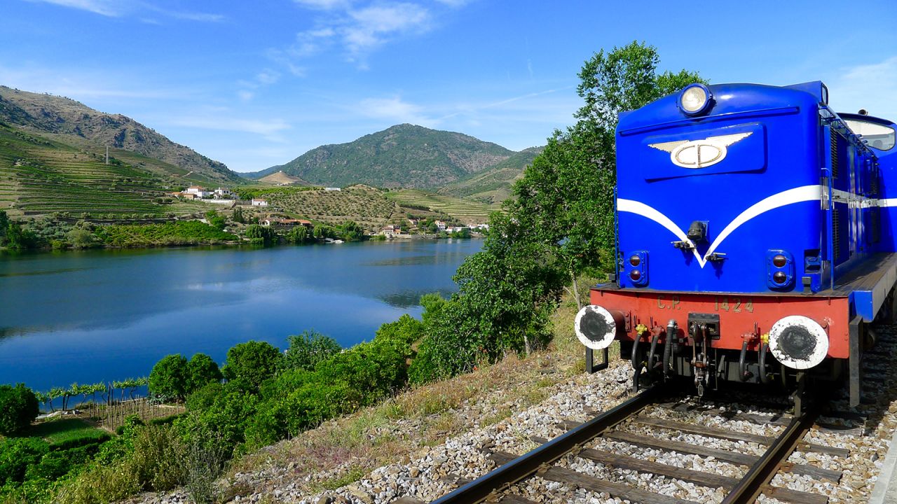 <strong>Diesel locomotive: </strong>These days the train is pulled by a chunky 1960s diesel locomotive, resplendent in glossy blue with scarlet and white trim, rather than the steam engine that powered Portugal's 19th-century monarchs.