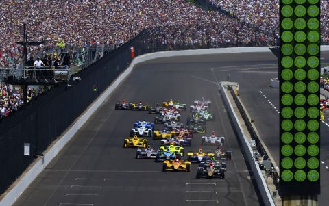 Huge crowds congregate for the 2016 Indy 500 held at the Indianapolis Motor Speedway. 