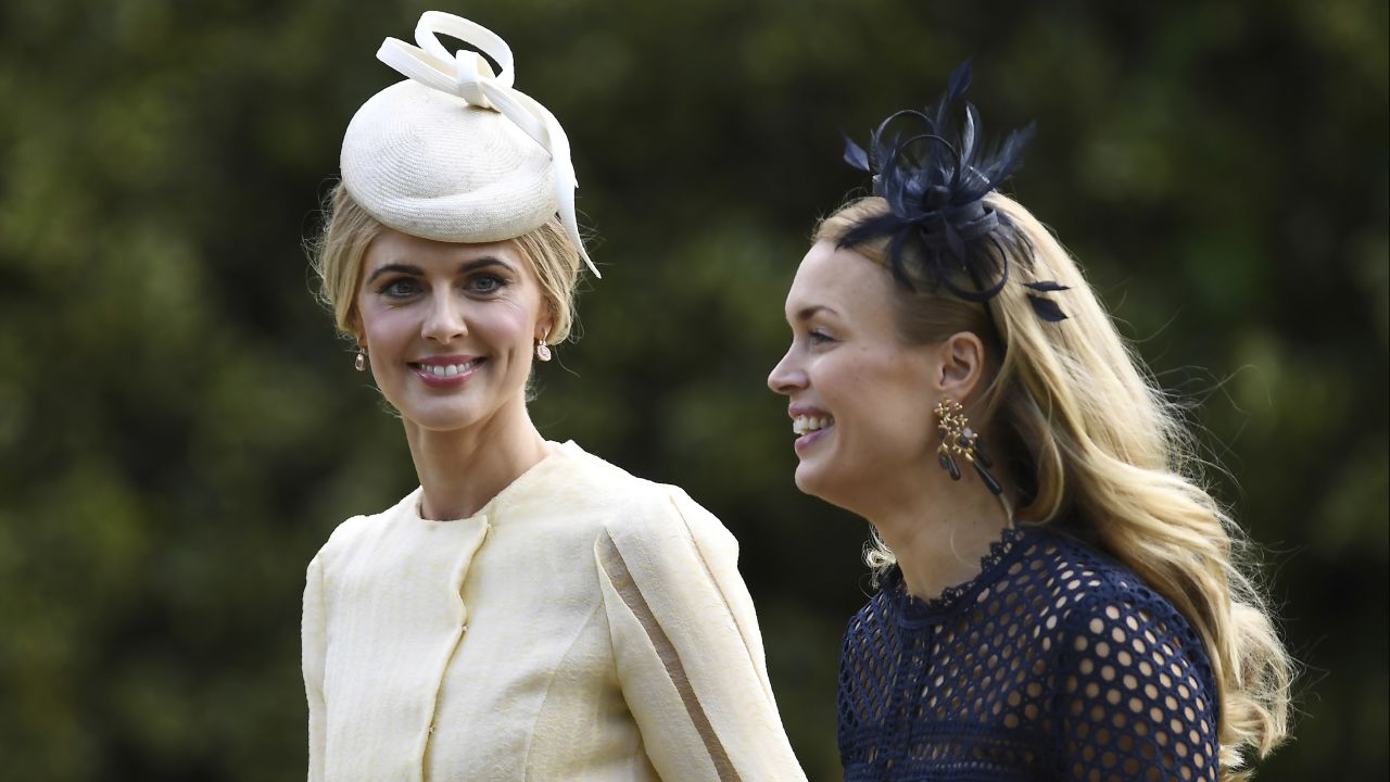 Television personality Donna Air, left, arrives at St. Mark's Church.