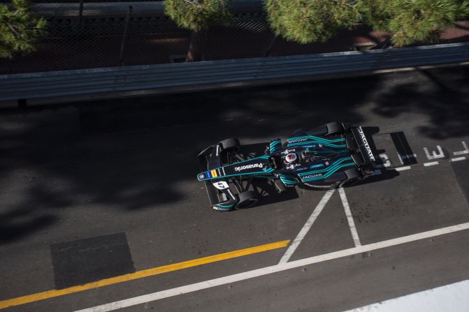 Jaguar Racing's Adam Carroll on track during the Monaco ePrix weekend. 