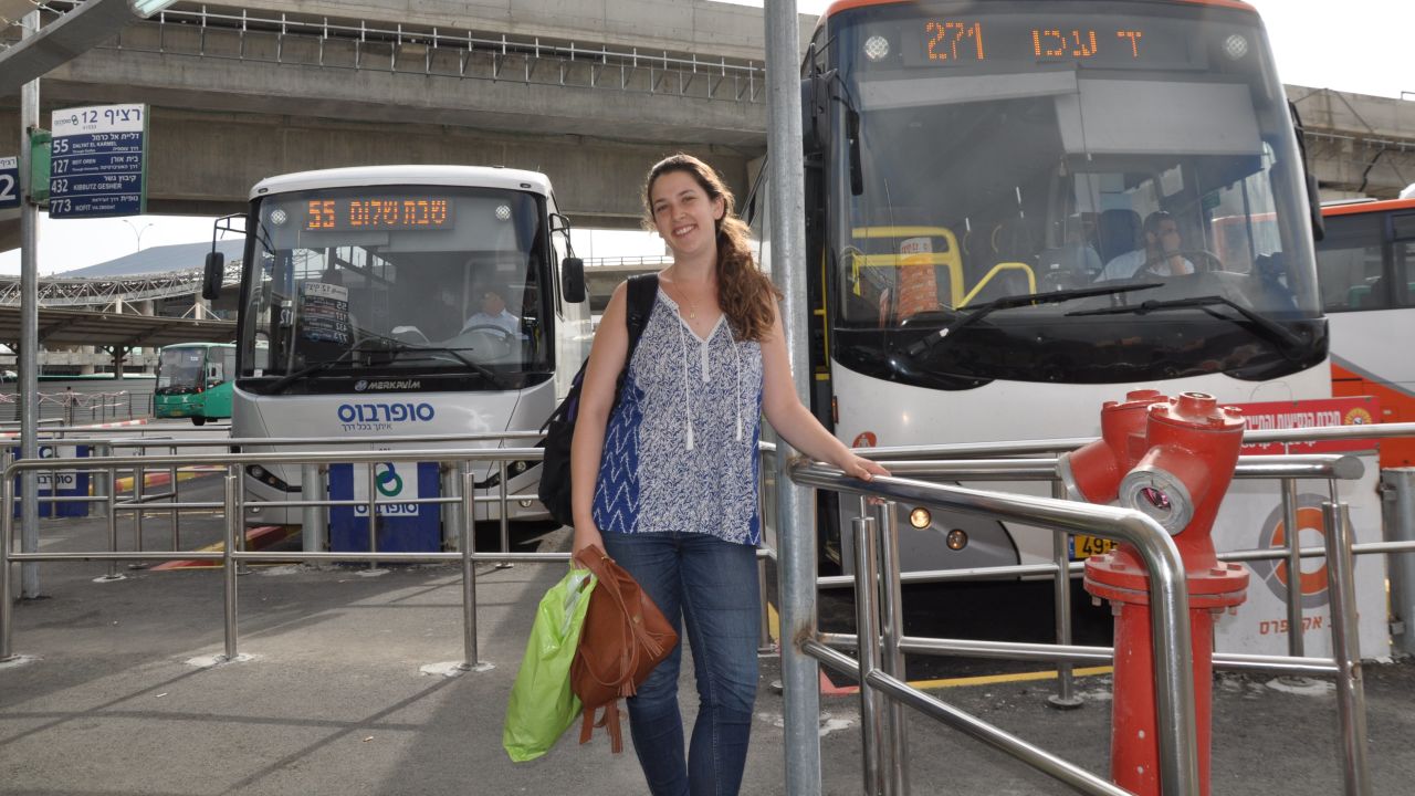 Israeli student Sheli, 24, at Haifa bus station.