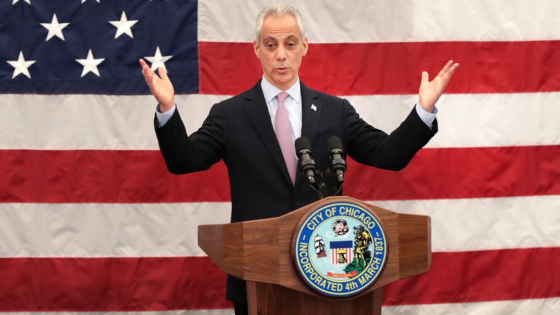 Chicago Mayor Rahm Emanuel speaks at a naturalization ceremony on May 5, 2017 in Chicago, Illinois. 