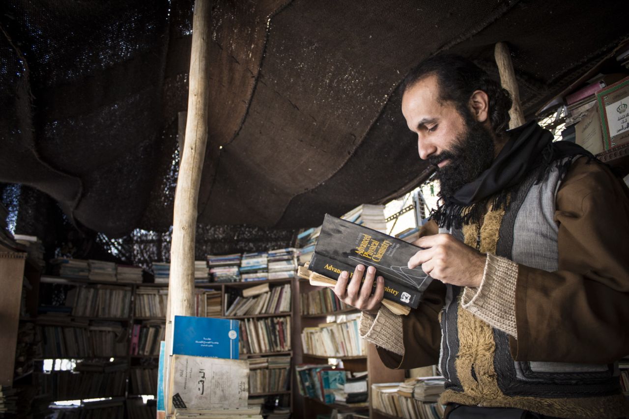Hamzeh AlMaaytah owns al-Maa Bookstore in Amman, Jordan. He inherited the book-selling trade from his father, whose grandfather had opened a bookstore, Al-Jahith's Treasury, in Jerusalem in the 1890s.