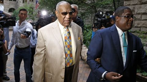 Bill Cosby arrives Monday at a Pittsburgh courthouse for jury selection in his assault trail.