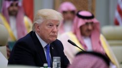 US President Donald Trump attends a meeting with leaders of the Gulf Cooperation Council at the King Abdulaziz Conference Center in Riyadh on May 21, 2017. (MANDEL NGAN/AFP/Getty Images)