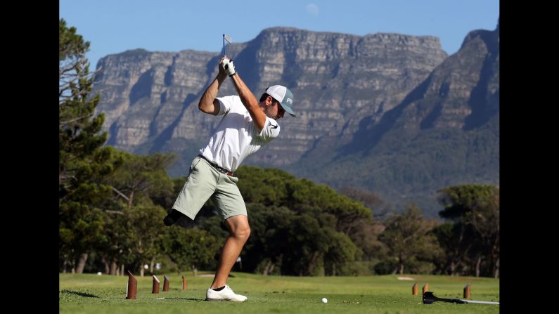 Juan Postigo hits a shot during the South African Disabled Golf Open on Tuesday, May 16.